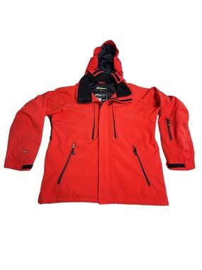 Volkl Ski Jacket Mens L Red Waterproof Hooded Snowboard Technical Shell